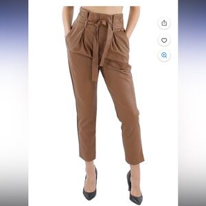 DKNY Womens Faux-Leather High-Rise Ankle Pants DKNY Tan Leather Pants size 2